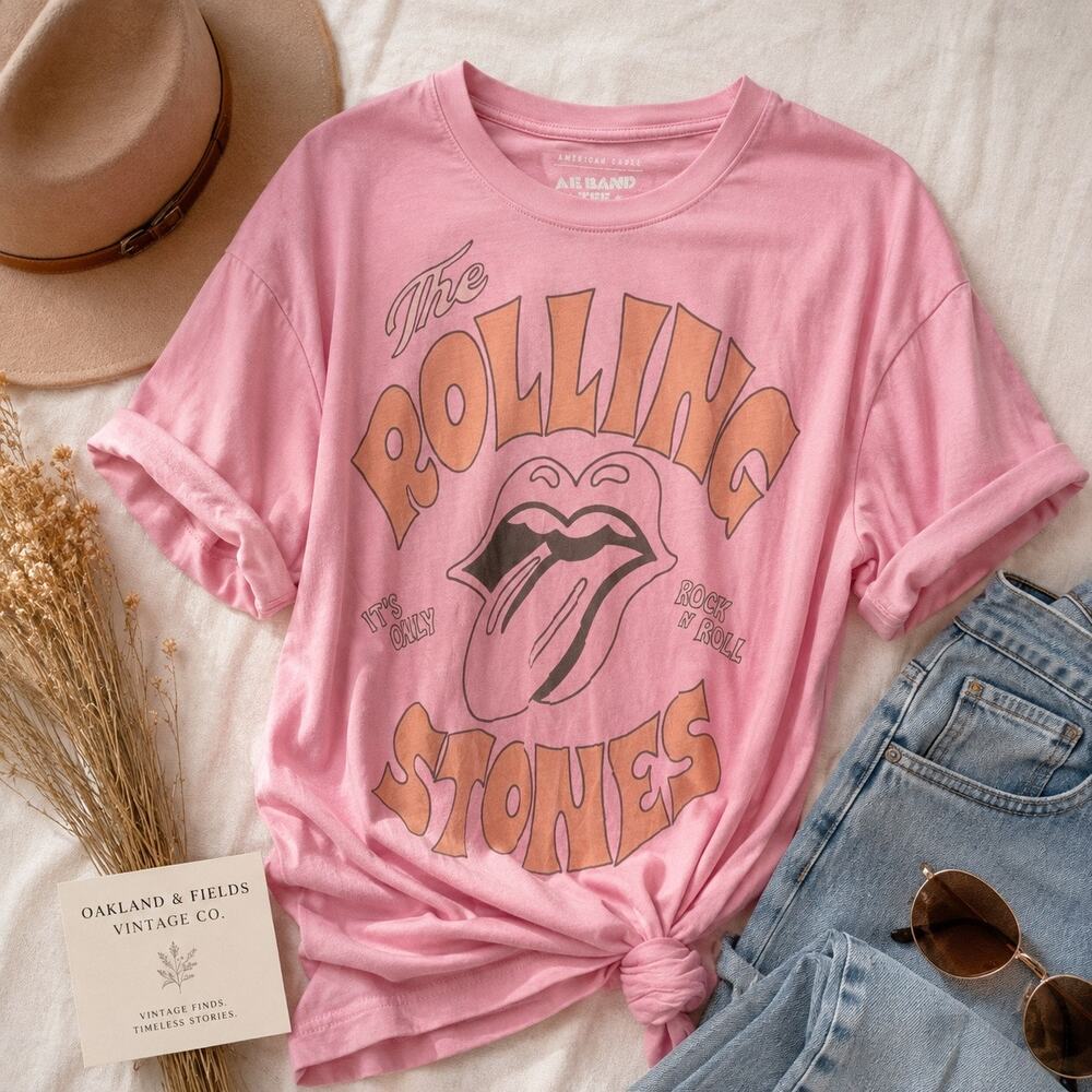 American Eagle Rolling Stones Pink Graphic Band Tee NWOT